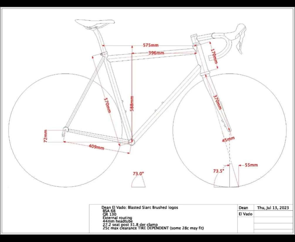Low Mile! 2023 Dean El Vado 57.5cm Rim Brake Titanium Frameset 700c 2237g