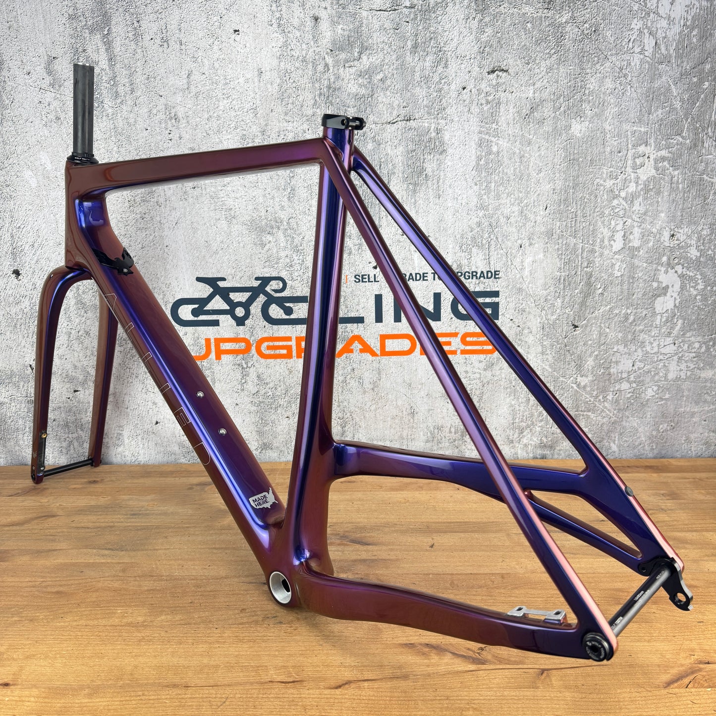 New! 2024 Allied Able Medium Harlequin Blue-Red Carbon Gravel Frame MSRP $4000
