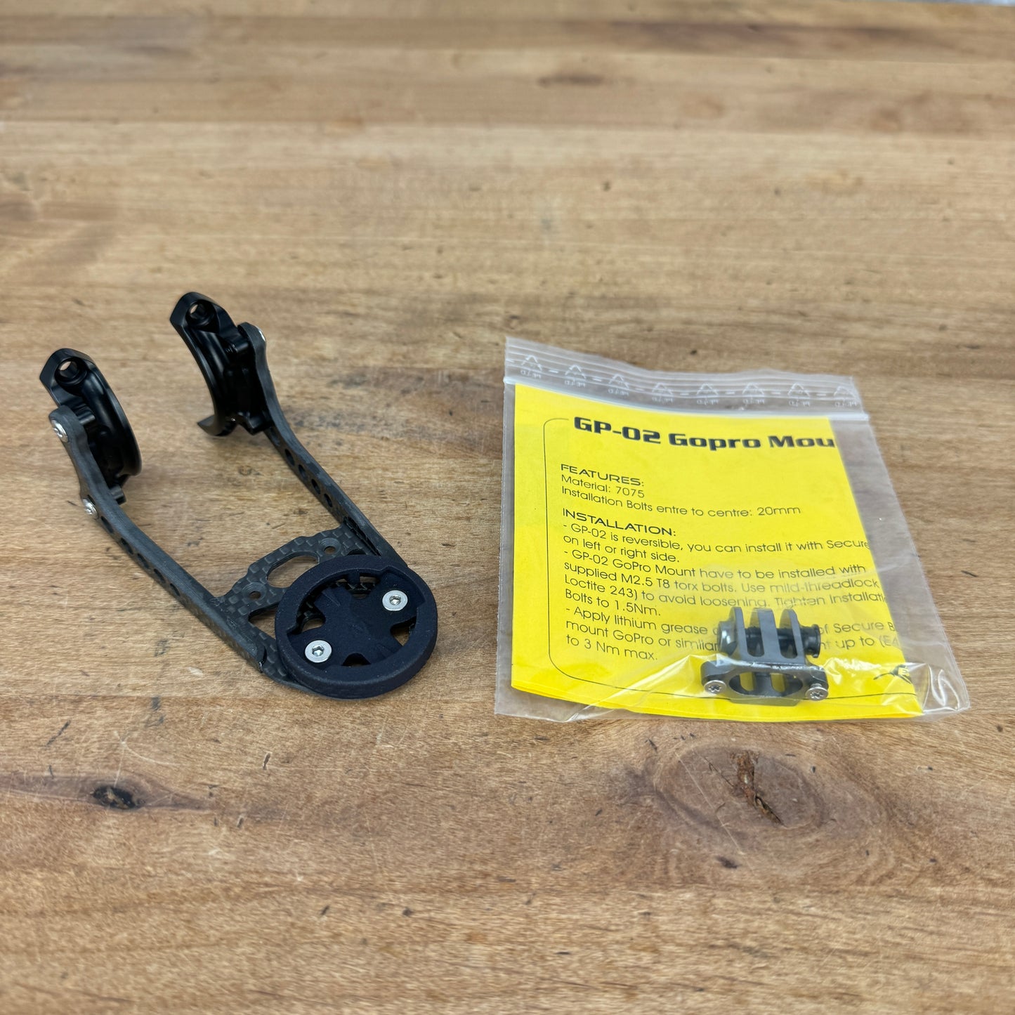 New! Extralite CH-02 Carbon Computer Mount for Extralite HyperStem 21g w/ Go Pro Mount