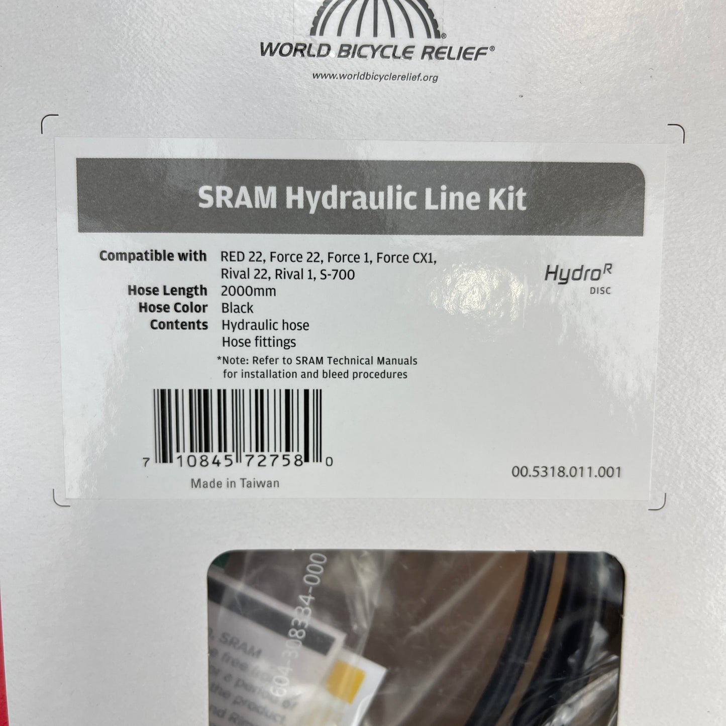 SRAM Hydraulic HydroR Road Disc Brake Hose Kit 2000mm + Hose Fittings