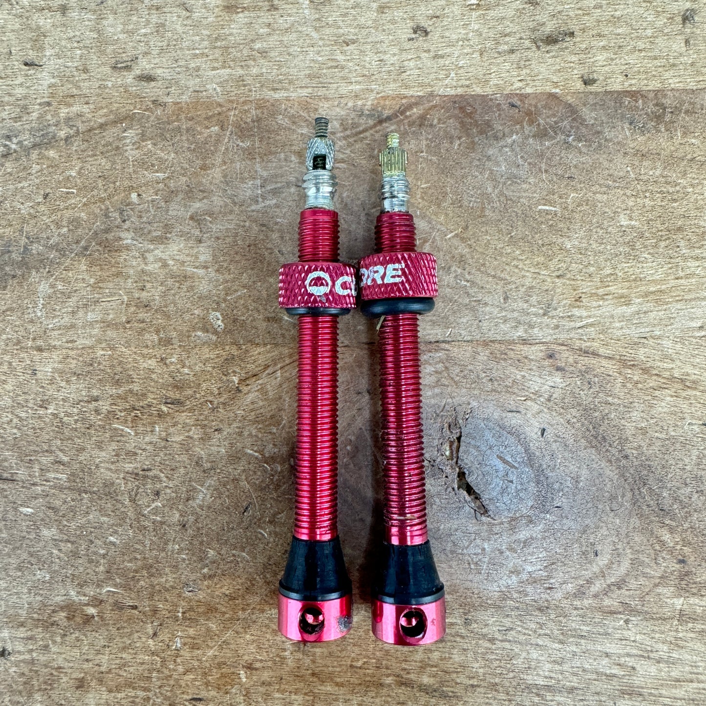 CushCore Red 45mm MTB Road Gravel Tubeless Valve Stem Set 14g