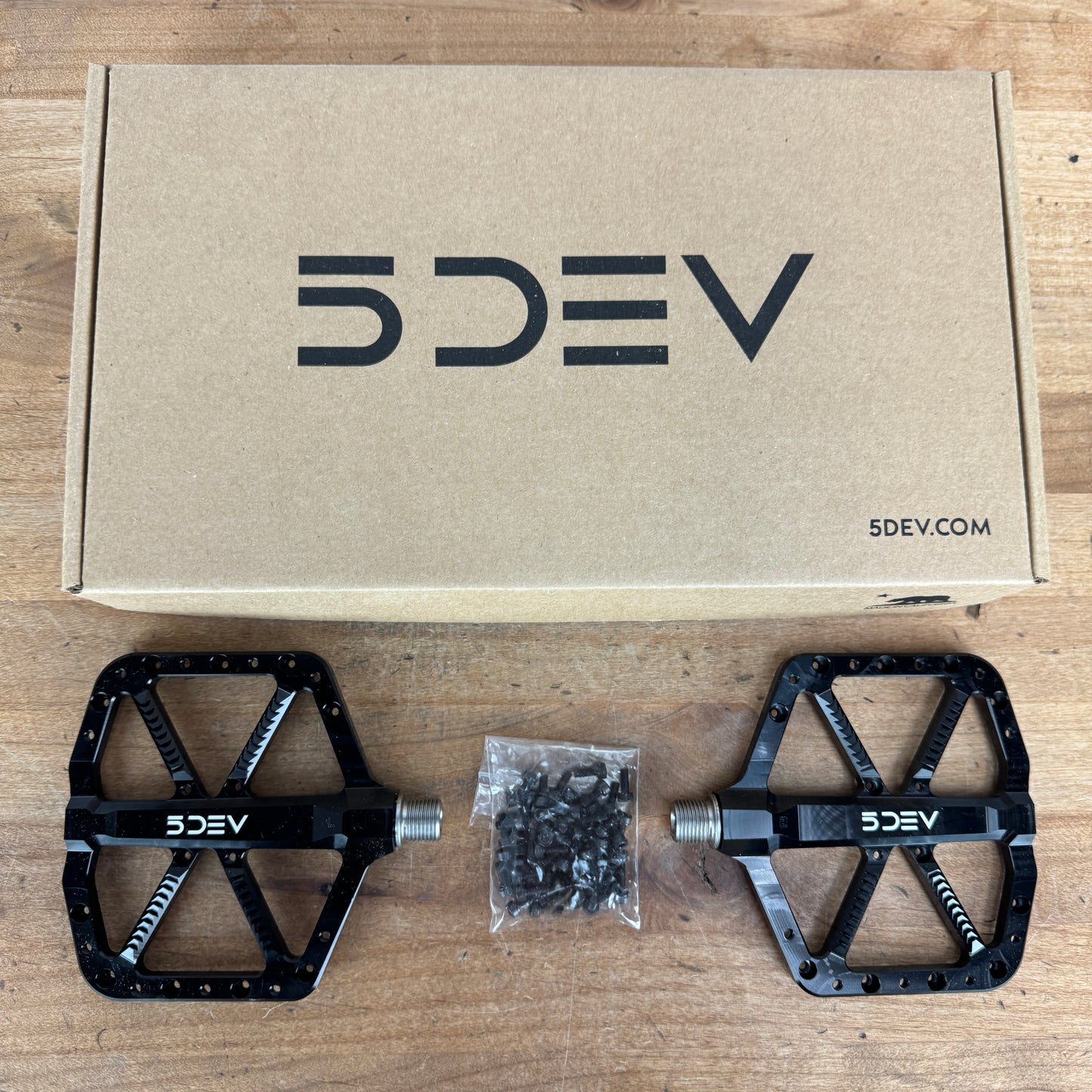 New! 5DEV Trail/Enduro Pedal Black Alloy MTB Mountain Bike Pedals 343g