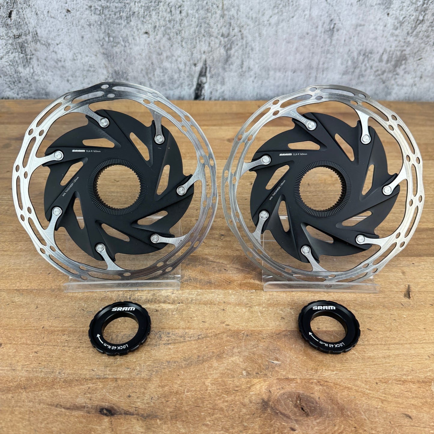 SRAM CLX-R 160/160mm Center Lock Disc Brake Rotors w/ Lockrings 275g