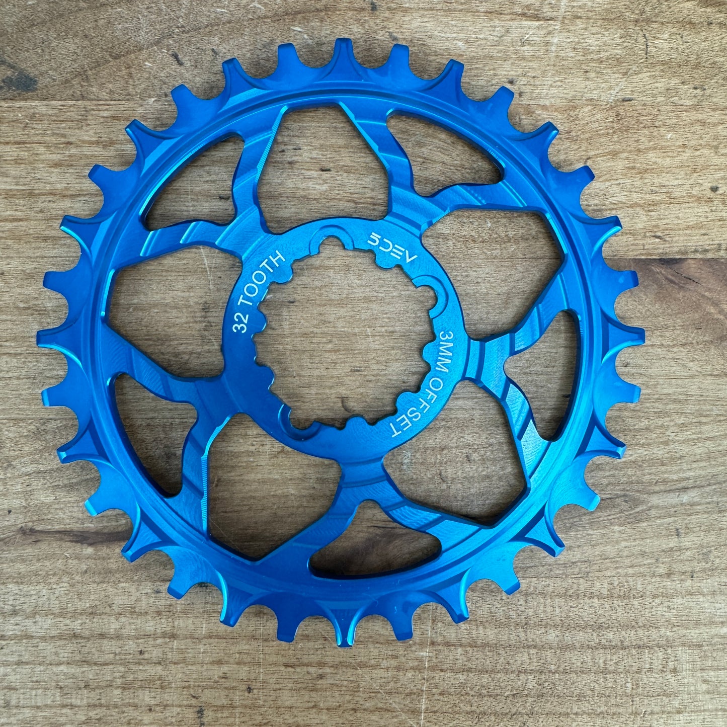 New! 5DEV 1x 32t T-Type 3mm Offset 3-bolt SRAM Direct Mount Blue Chainring 57g