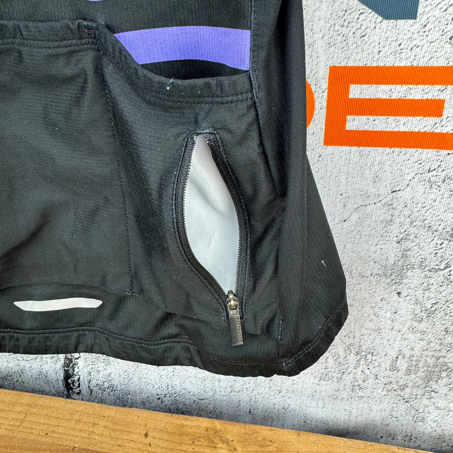 Bontrager Trek Black/Purple Stripped Women's Small Cycling Jersey w/ Pockets