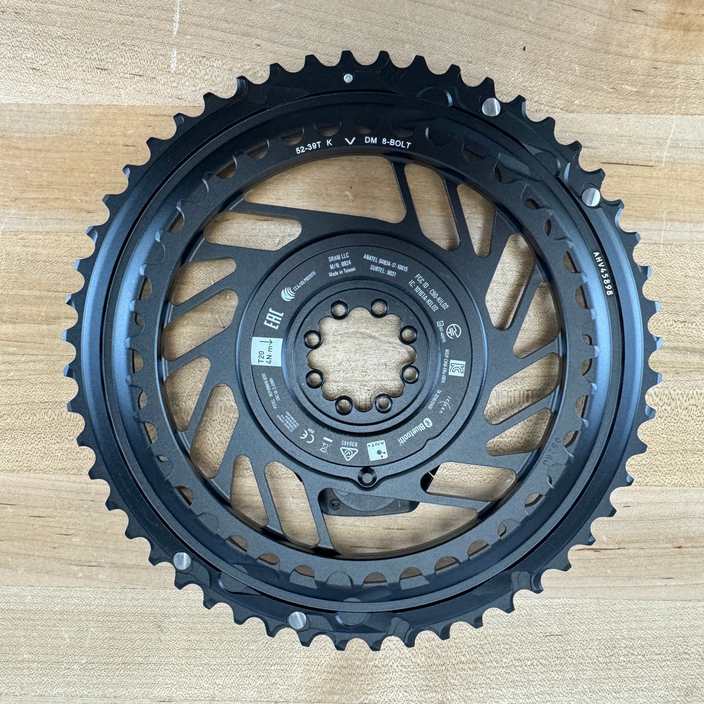 New! SRAM Red AXS E1 Quarq Power Meter 52/39t Black 12-Speed Chainring Set
