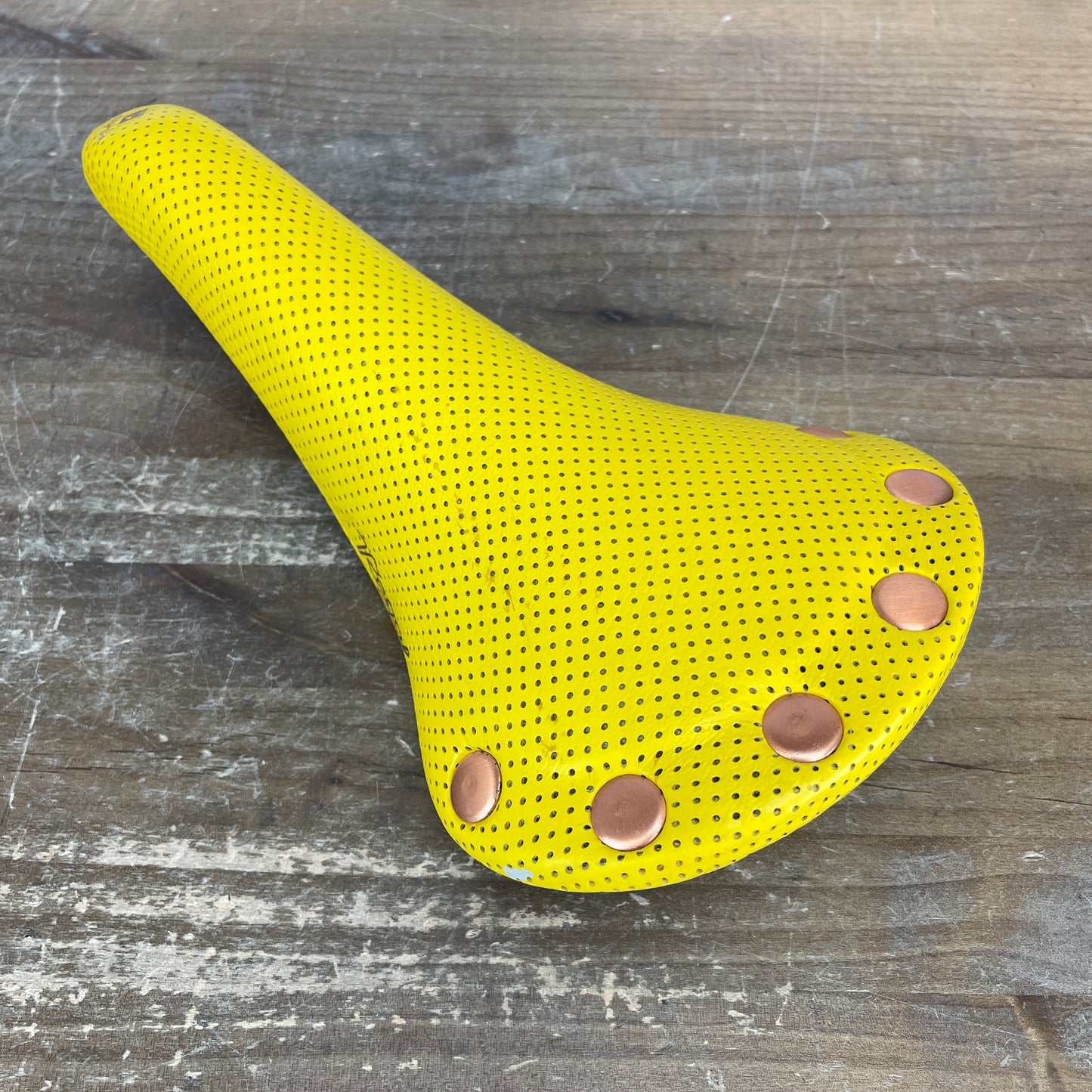New Takeoff! 1987 San Marco Regal Girardi Yellow Perforated Saddle Cast Alloy Rails