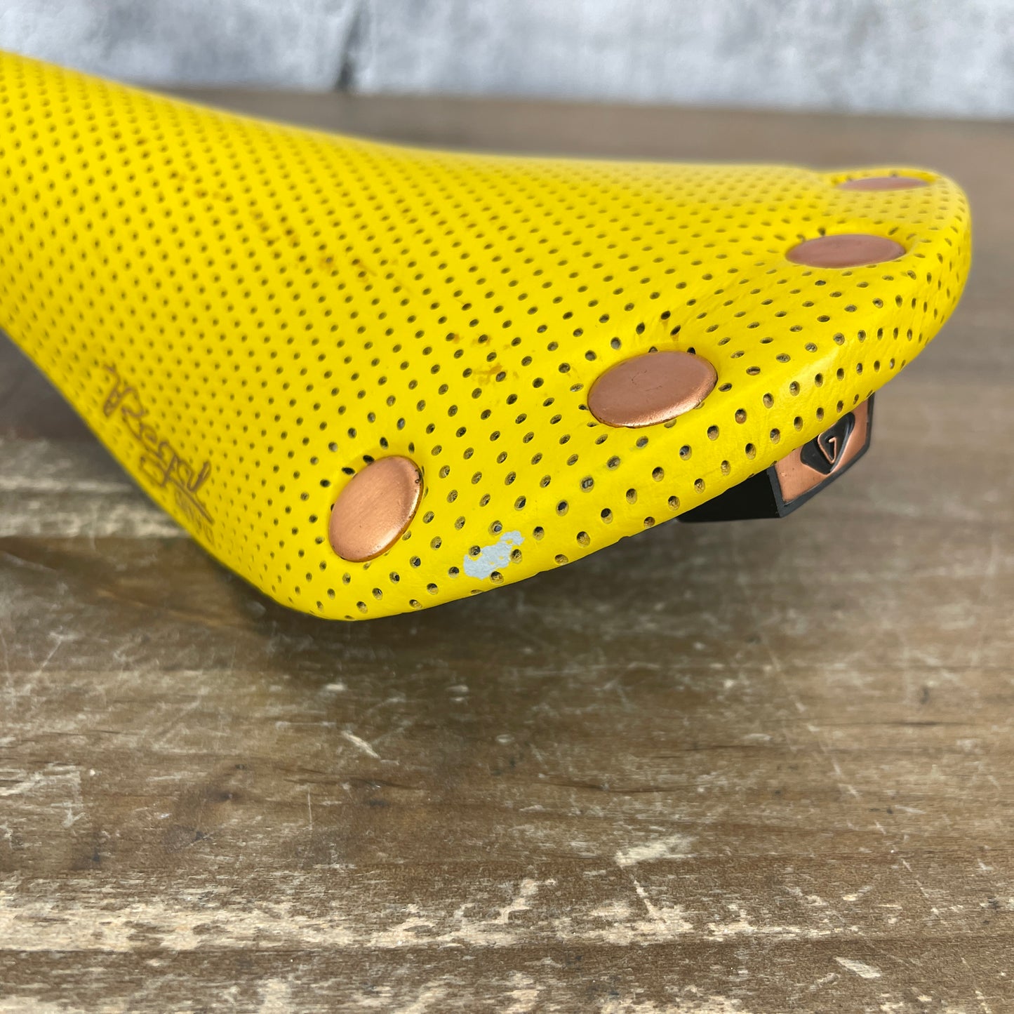 New Takeoff! 1987 San Marco Regal Girardi Yellow Perforated Saddle Cast Alloy Rails
