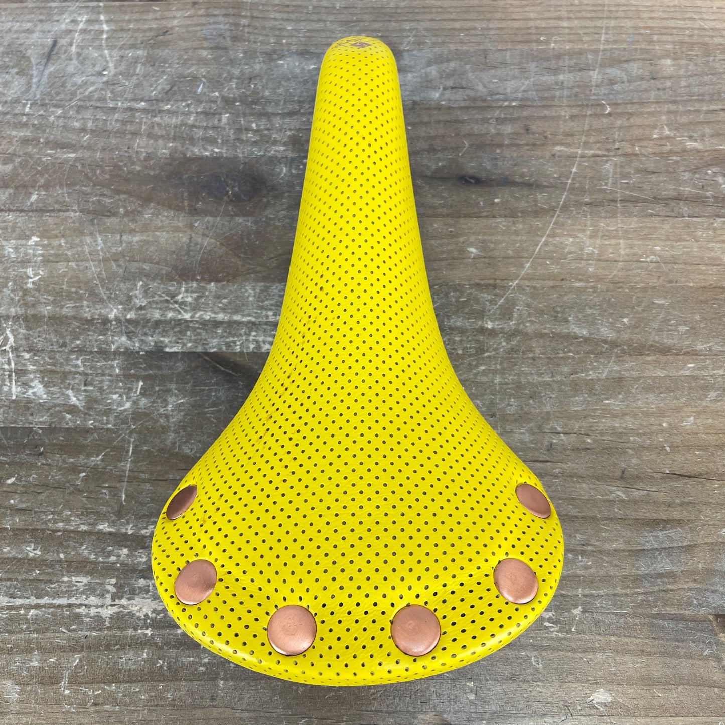 New Takeoff! 1987 San Marco Regal Girardi Yellow Perforated Saddle Cast Alloy Rails