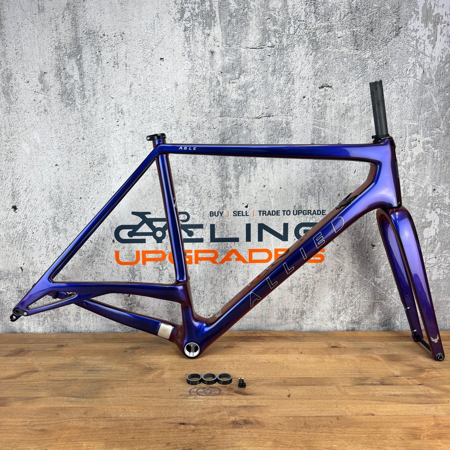 New! 2024 Allied Able Medium Harlequin Blue-Red Carbon Gravel Frame MSRP $4000
