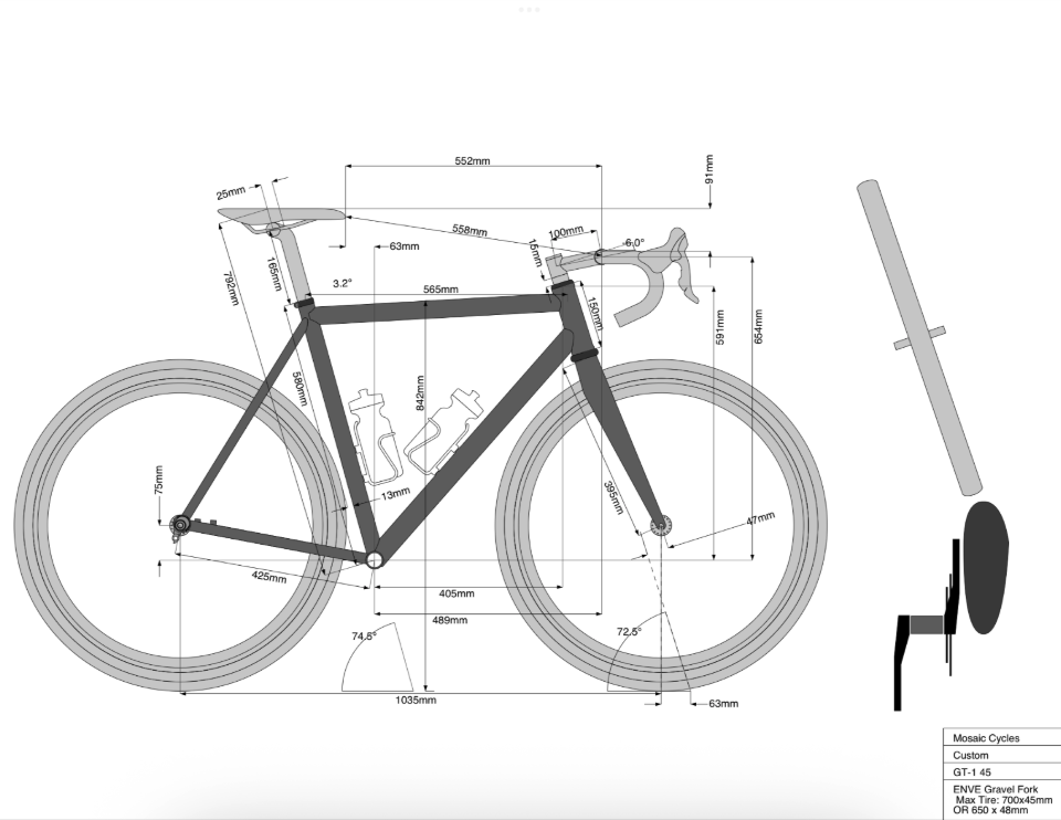 2021 Mosaic GT-1 AR Titanium 56.5cm Enve Chris King Gravel Bike Frameset 700c