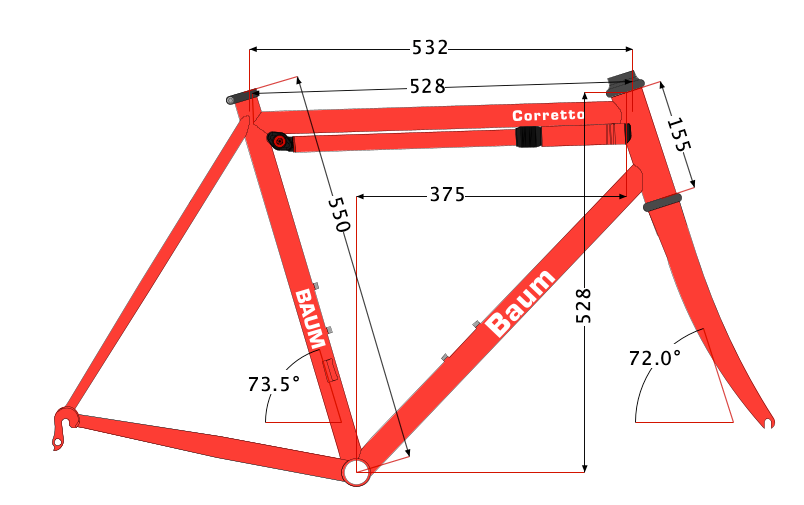 Low Mile 2020 Refinish Baum Corretto 53cm Rim Brake Titanium Frameset 700c 2342g