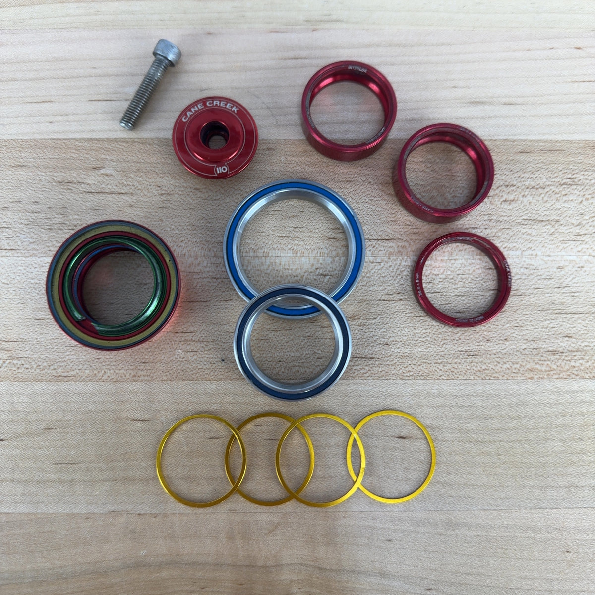 Cane Creek 110 IS42/IS52 Red Bike Headset Tapered 1 1/8" - 1 1/2" w/Spacers
