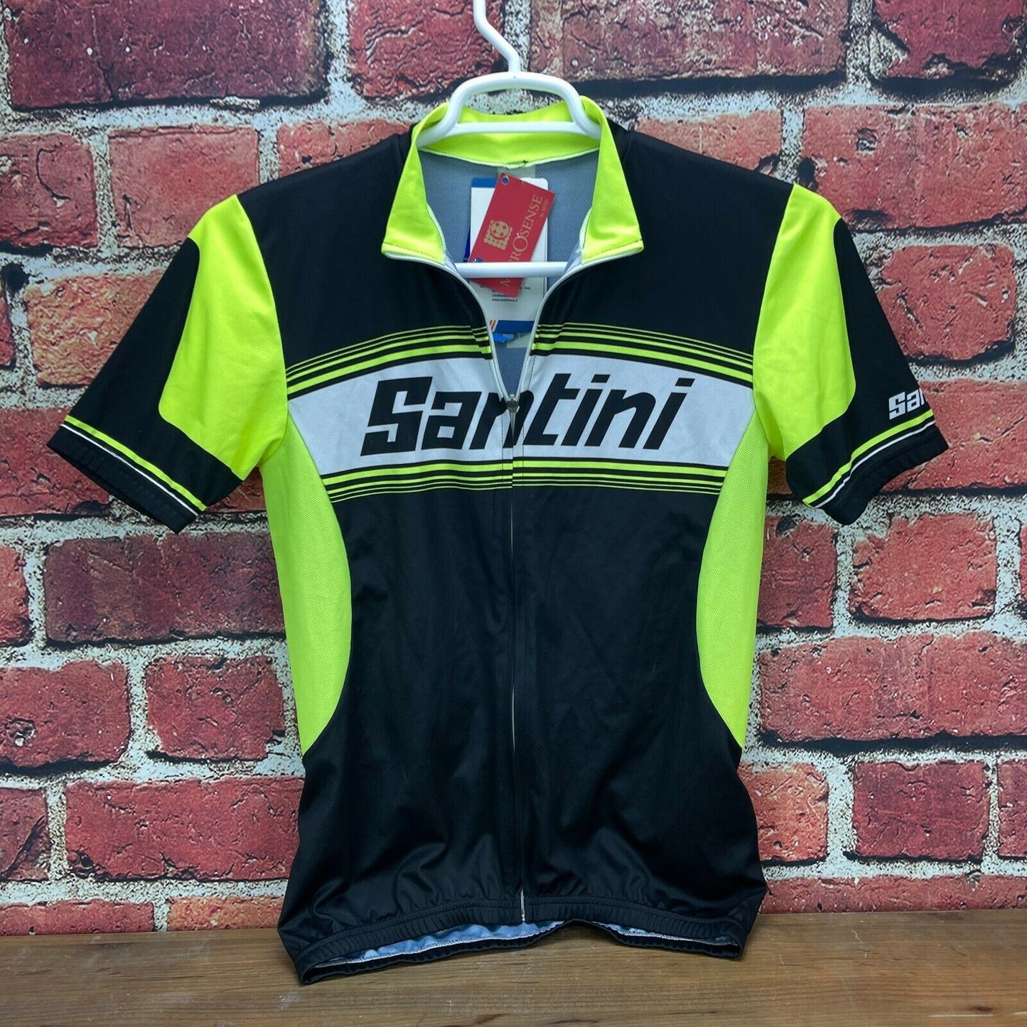 New! Santini Tau Short Sleeve Road Cycling Jersey Neon Green/Black Mens Large