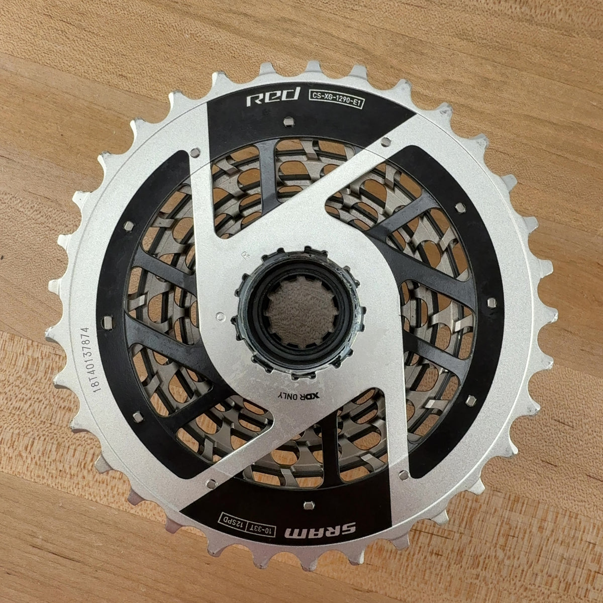 Light Use! SRAM Red AXS XG-1290 10-33t E1 12-Speed Silver Bike Cassette 206g