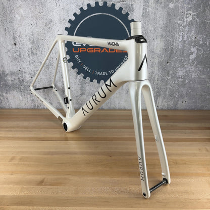 Low Mile! Aurum Magma 51cm Arctic White Carbon Road Bike Frameset 700c 1503g
