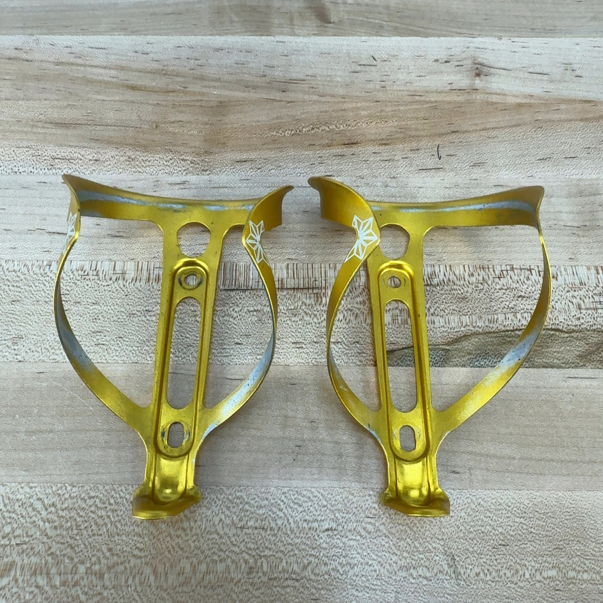 Light Use! Supacaz Fly Ano Limited Edition Gold Pair Alloy Bike Bottle Cages 36g