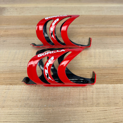 Xlab Gorilla Cage Red Pair Carbon Bike Water Bottle Cages 79g