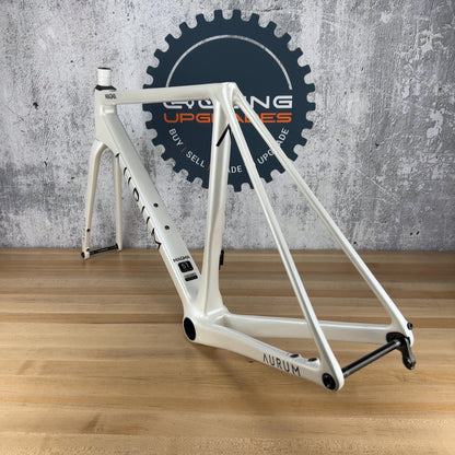 Low Mile! Aurum Magma 51cm Arctic White Carbon Road Bike Frameset 700c 1503g