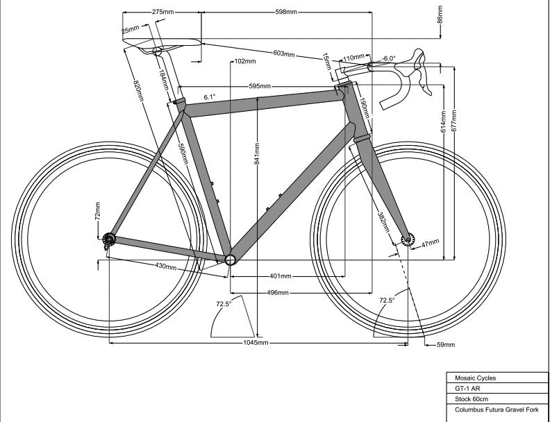 2025 Mosaic GT-1 AR 60cm Titanium Chameleon Disc Frameset 700c Chris King 2640g