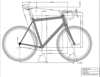 2025 Mosaic GT-1 AR 60cm Titanium Chameleon Disc Frameset 700c Chris King 2640g