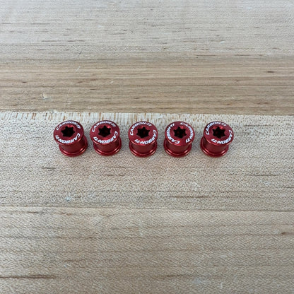 New! Carbon-Ti X-Fix Road Five Red Bike Chainring Bolts 8.5g MSRP $30