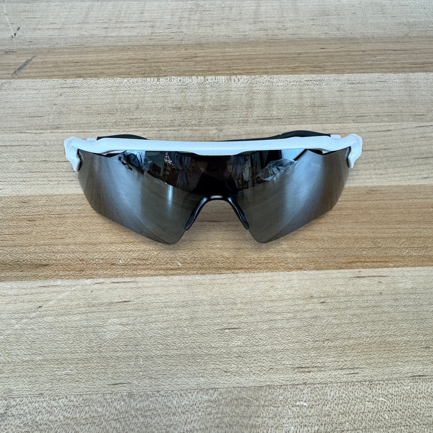 Light Use! 2019 Oakley Radar EV White Frame Black/Clear Lens Cycling Sunglasses