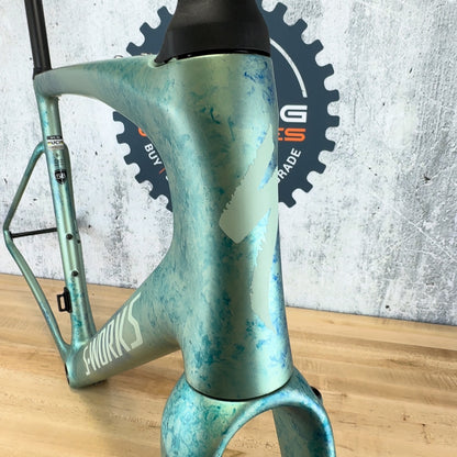 Low Mile! 2024 Specialized 2025 S-Works Roubaix SL8 58cm Carbon Disc Brake Future Shock 3.3 Satin Metallic White Sage Frameset