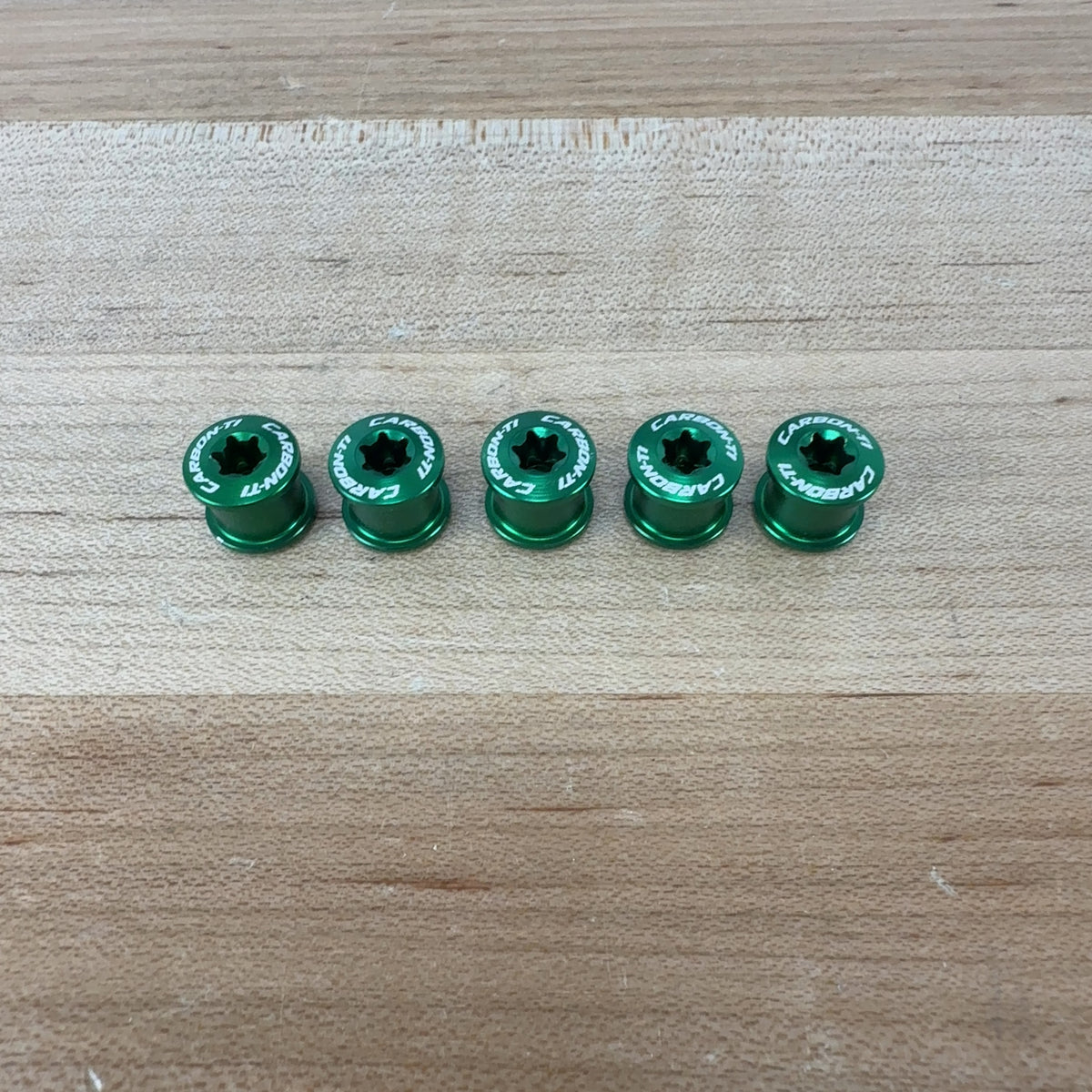 New! Carbon-Ti X-Fix Road Five Green Bike Chainring Bolts 8.5g MSRP $30
