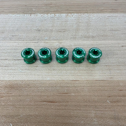 New! Carbon-Ti X-Fix Road Five Green Bike Chainring Bolts 8.5g MSRP $30