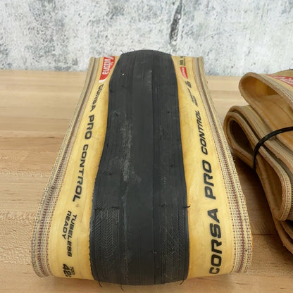 Low Mile Pair Vittoria Corsa Pro Control Tubeless Tanwall 700c x 42mm Road Tires