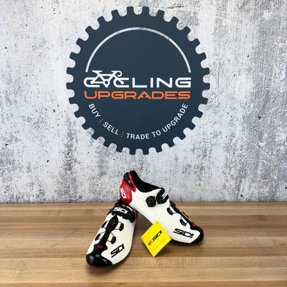 New! Sidi Wire 2 Carbon 45.5 EU White/Black/Red Cycling Shoes MSRP $459.99