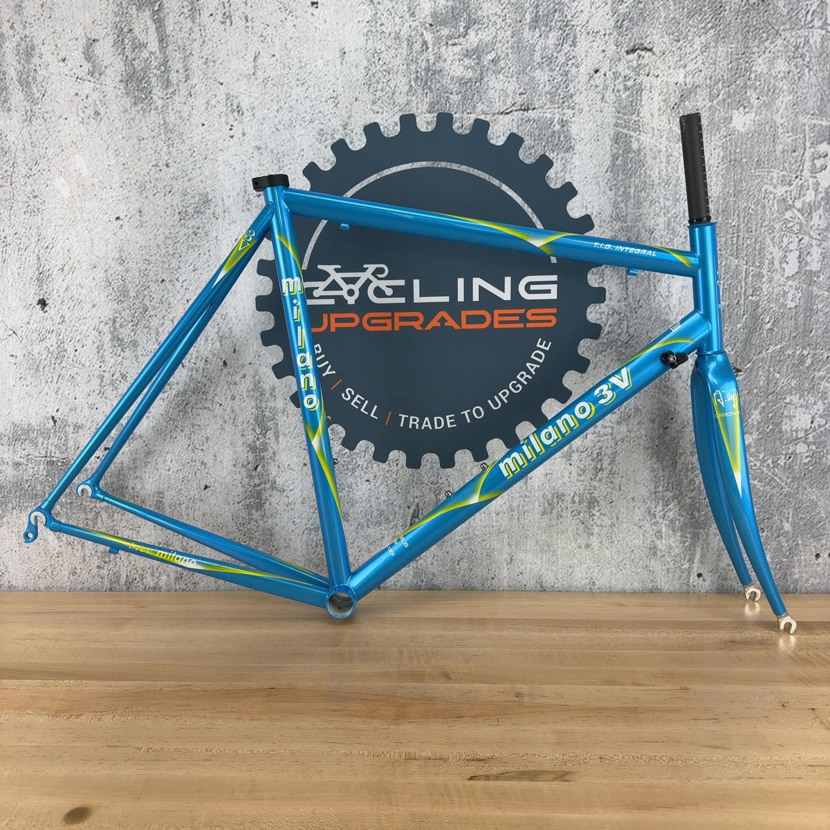 New 1990 Alberto Masi Milano 3V T.I.G. Integral 56cm Vintage Blue Alloy Frameset