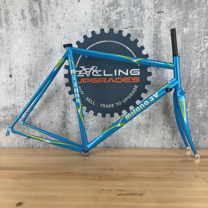 New 1990 Alberto Masi Milano 3V T.I.G. Integral 56cm Vintage Blue Alloy Frameset