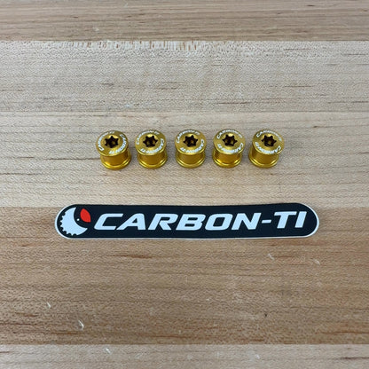 New! Carbon-Ti X-Fix five Road Gold Bike Chainring Bolts 8.5g MSRP $30