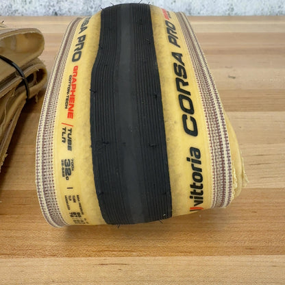 Low Mile! Vittoria Corsa Pro 700c x 32mm Tanwall Tubeless TLR Pair Bike Tires