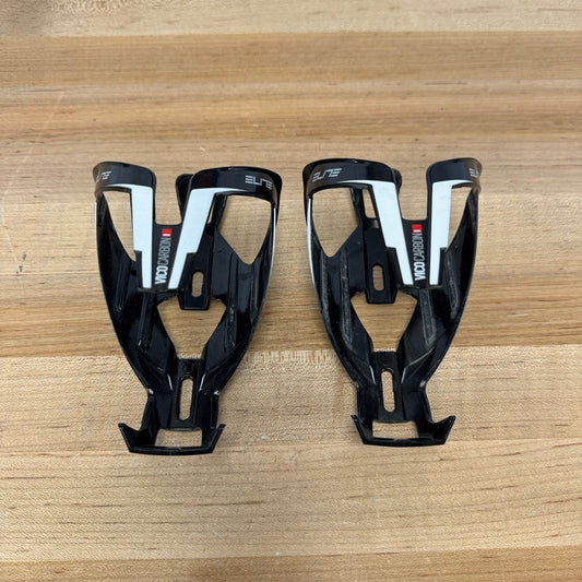 Low Mile! Elite Vico Carbon Black/White Water Bottle Cages