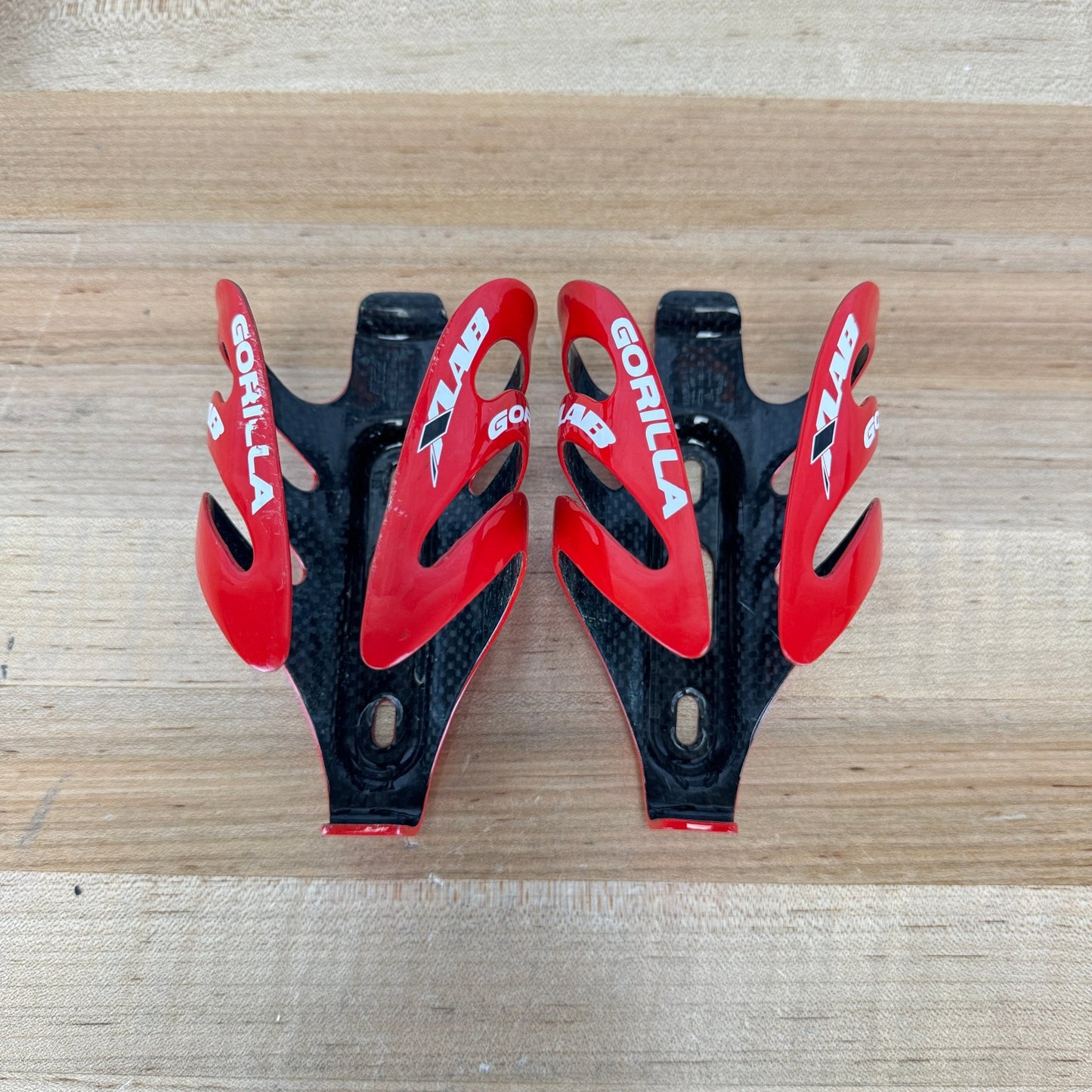 Xlab Gorilla Cage Red Pair Carbon Bike Water Bottle Cages 79g