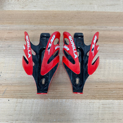 Xlab Gorilla Cage Red Pair Carbon Bike Water Bottle Cages 79g