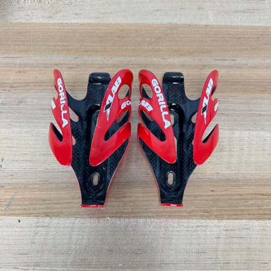 Xlab Gorilla Cage Red Pair Carbon Bike Water Bottle Cages 79g