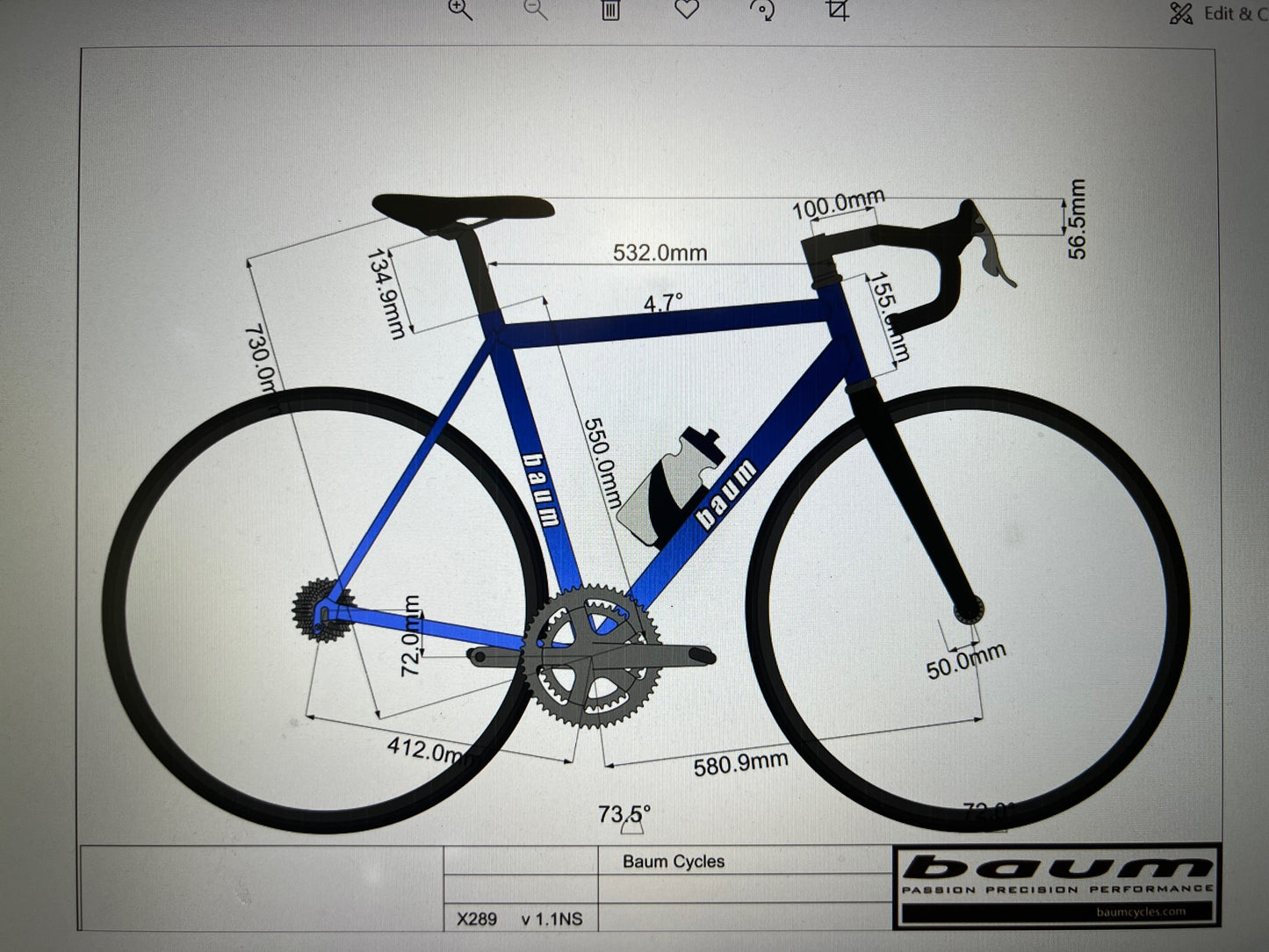 Low Mile 2020 Refinish Baum Corretto 53cm Rim Brake Titanium Frameset 700c 2342g