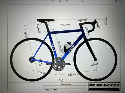 Low Mile 2020 Refinish Baum Corretto 53cm Rim Brake Titanium Frameset 700c 2342g