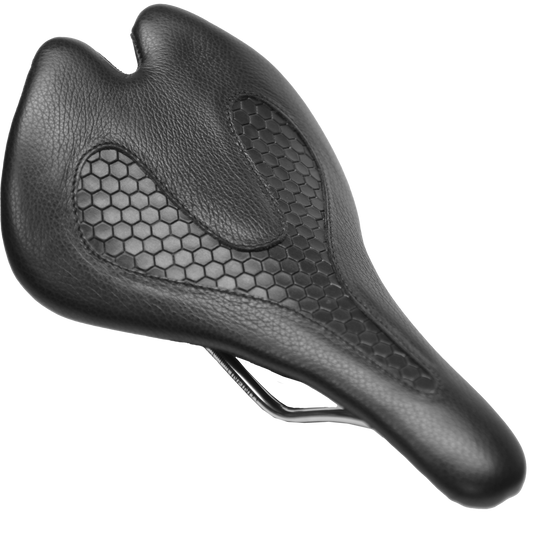 New! Infinity Elite E1X Black Leather 7x7mm Stainless Rails Comfort Bike Saddle