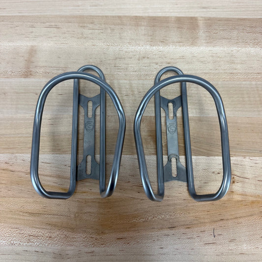 Light Use! Silca Sicuro V2 Silver Pair Titanium Bike Water Bottle Cages 60g