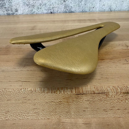 Berk Ploh 143mm 7x9mm Rails Padded Gold Carbon Lightweight Bike Saddle 100g