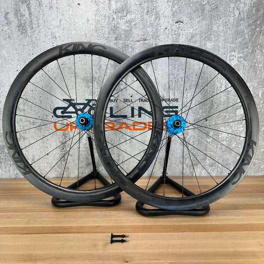 Ridden Once! Chris King ARD44 R45D Blue Hubs Carbon Hookless Wheelset 700c 1606g