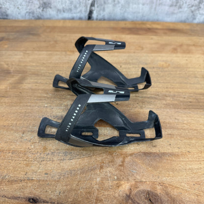 Low Mile! Elite Vico Carbon Pair Black Bike Water Bottle Cages 49g