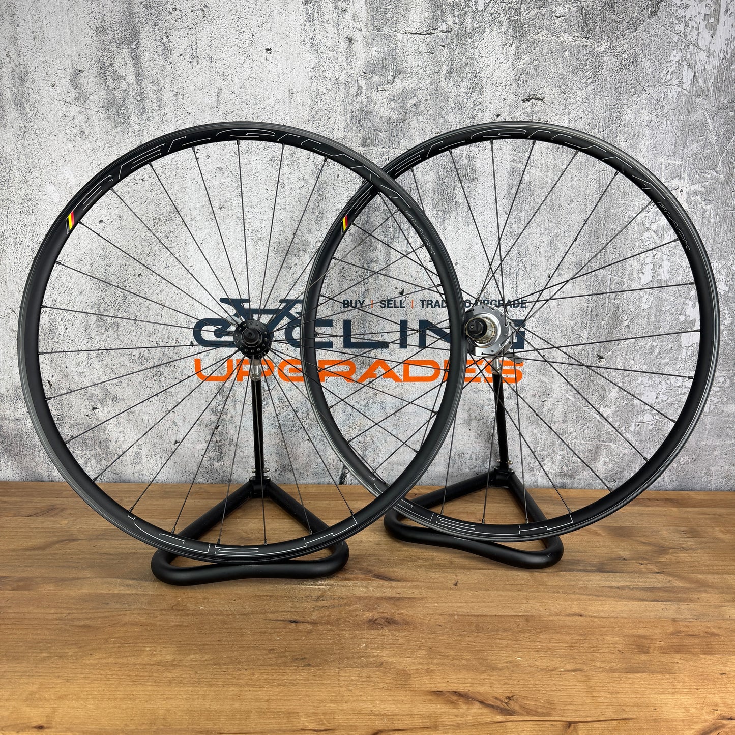 HED Belgium Black Alloy Clincher Wheelset 700c Rim Brake Powertap G2 Hub 1946g