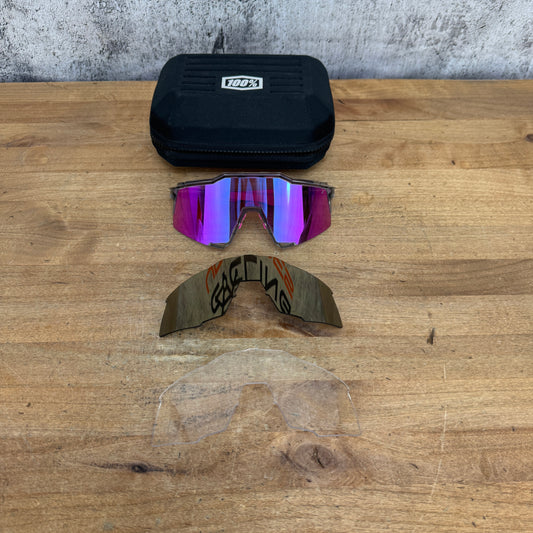 New! 100 Percent Speedcraft Tokyo Night + Clear Lens Cycling Sunglasses