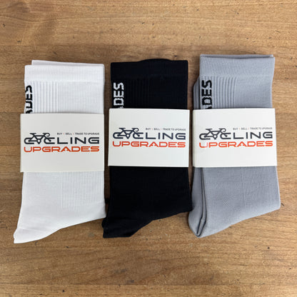 CyclingUpgrades Cycling Crew Length Socks White/Black/Gray Unisex Adult